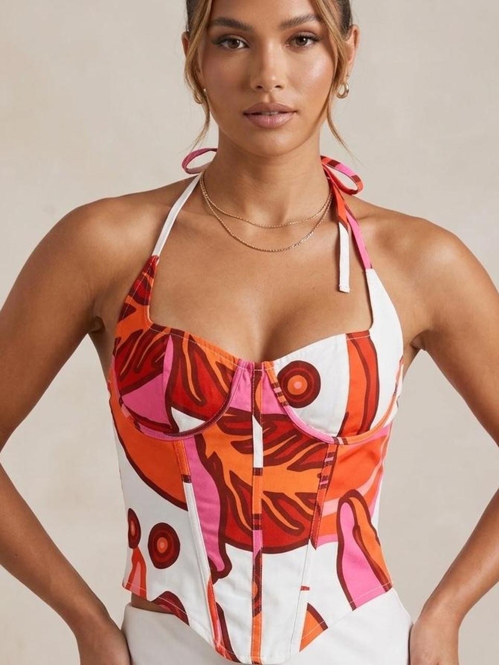 NWT MSRP $39 PrettyLittleThing MULTI FLORAL PRINTED CORSET US 12 / Large